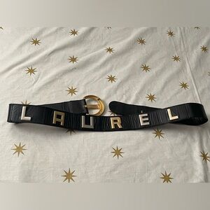 Vintage Leather Logo Belt by Laurel  Black  Size M/L